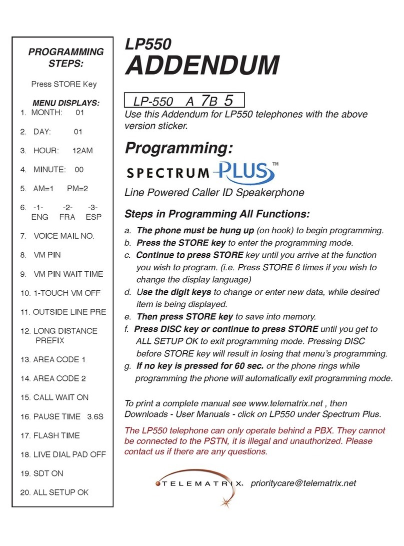 Telematrix Spectrum Plus LP550 Installation and operating instructions Telematrix Spectrum Plus LP550 Installation and operating instructions