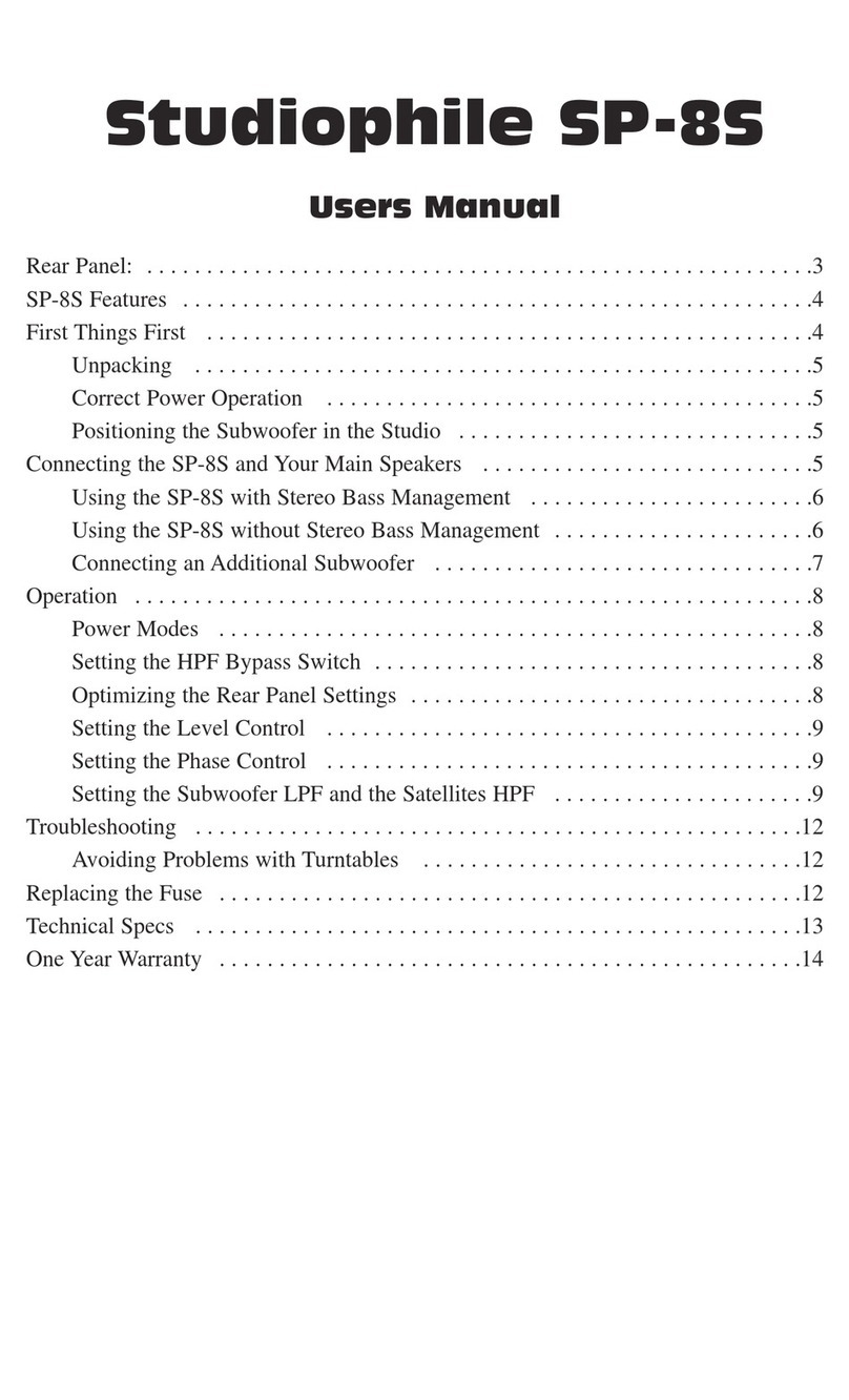 M-Audio Studiophile SP-8S user manual