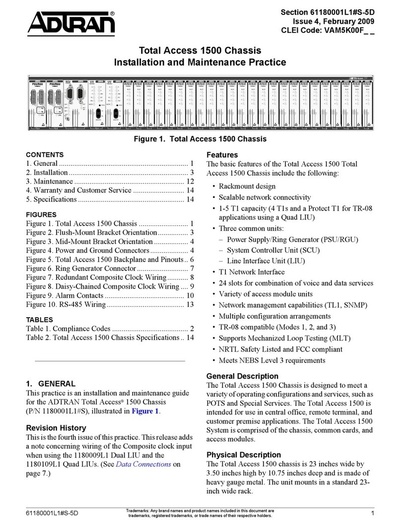 ADTRAN Total Access 1500 Chassis 1180001L1 Instruction Manual