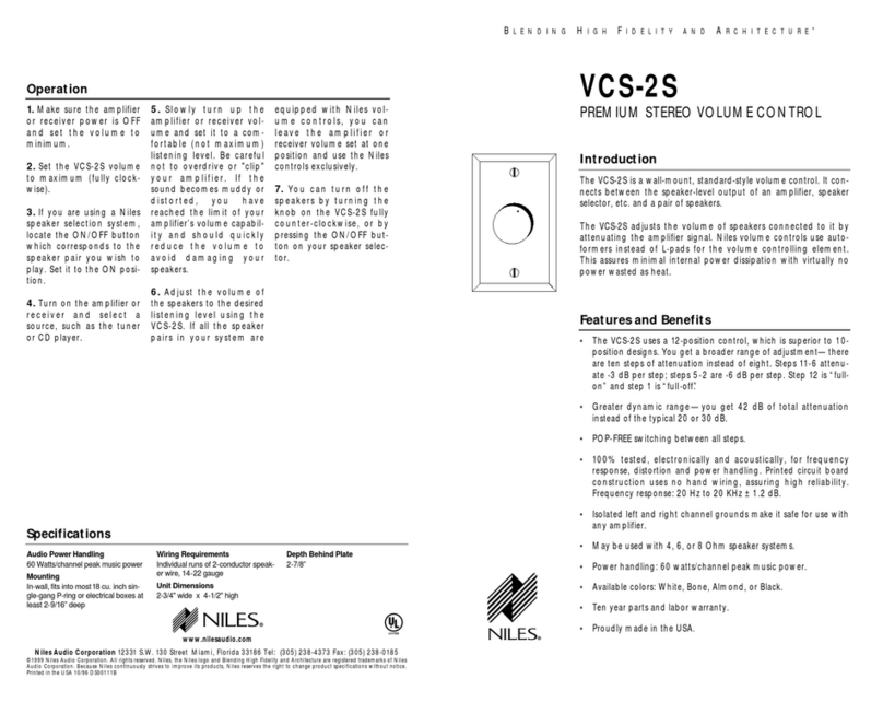 Niles VCS-2S User manual Niles VCS-2S User manual