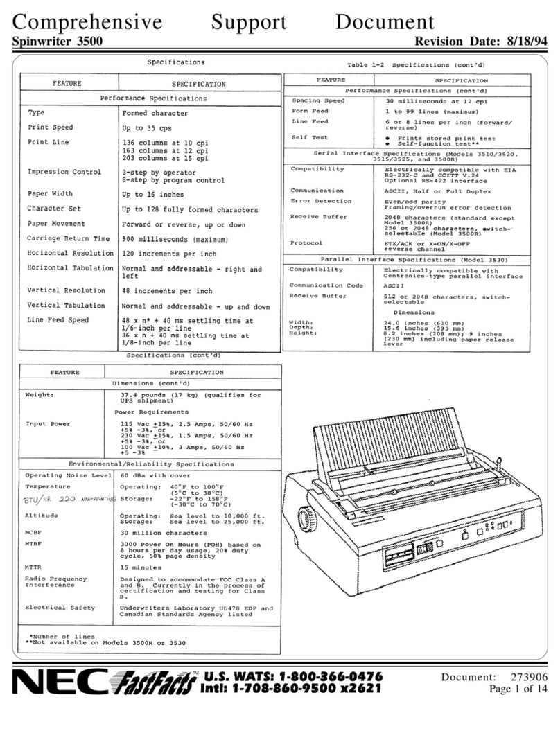 NEC Spinwriter 3500 User manual