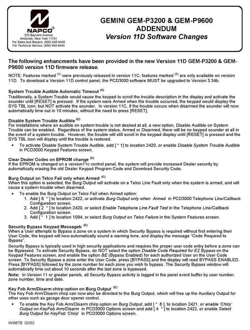 NAPCO Gemini GEM-P3200 Installation and operating instructions