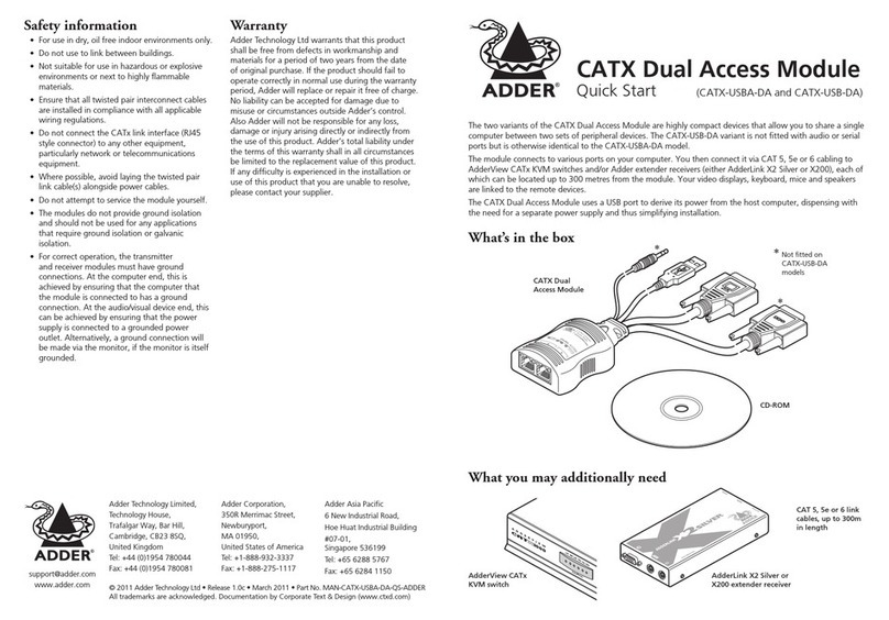 ADDER CATX-USB-DA quick start guide