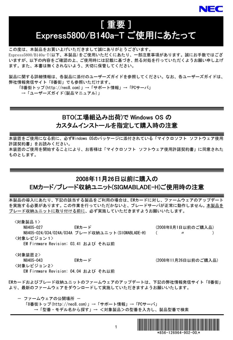 NEC Express5800/B140a-T Important notice