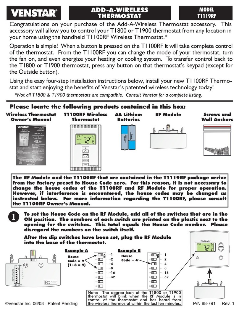 Venstar T1119RF User manual