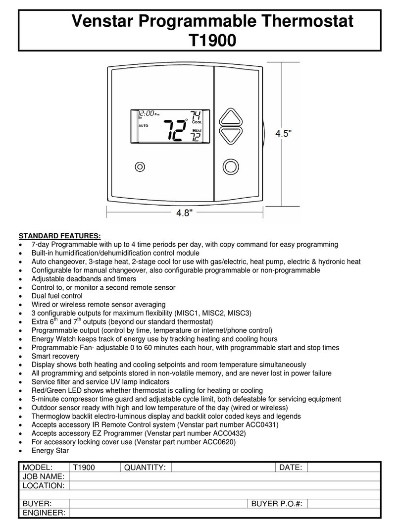 Venstar T1900 User manual