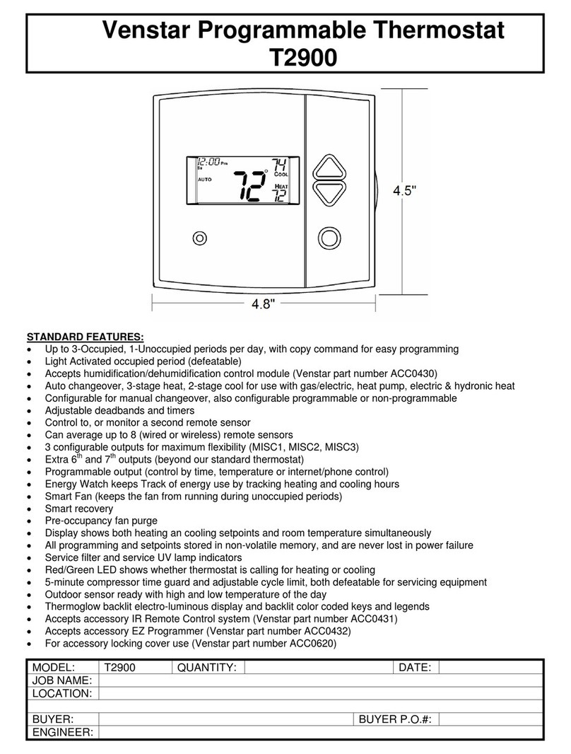 Venstar T2900 User manual