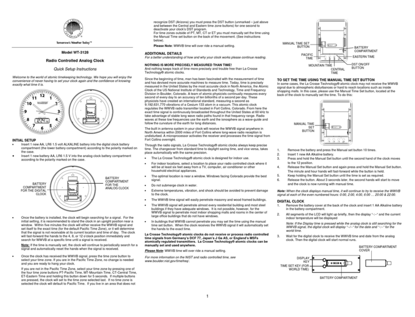 La Crosse Technology WT-3128 Quick setup instructions