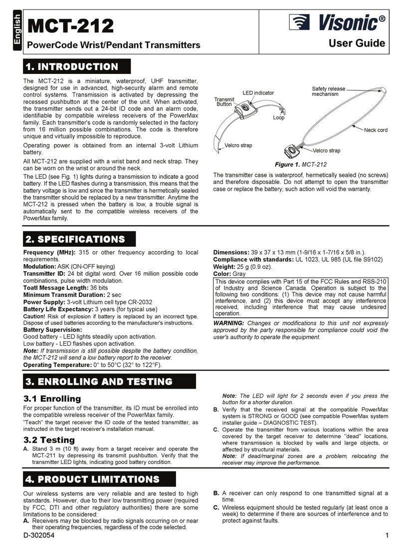 Visonic MCT-212 User manual