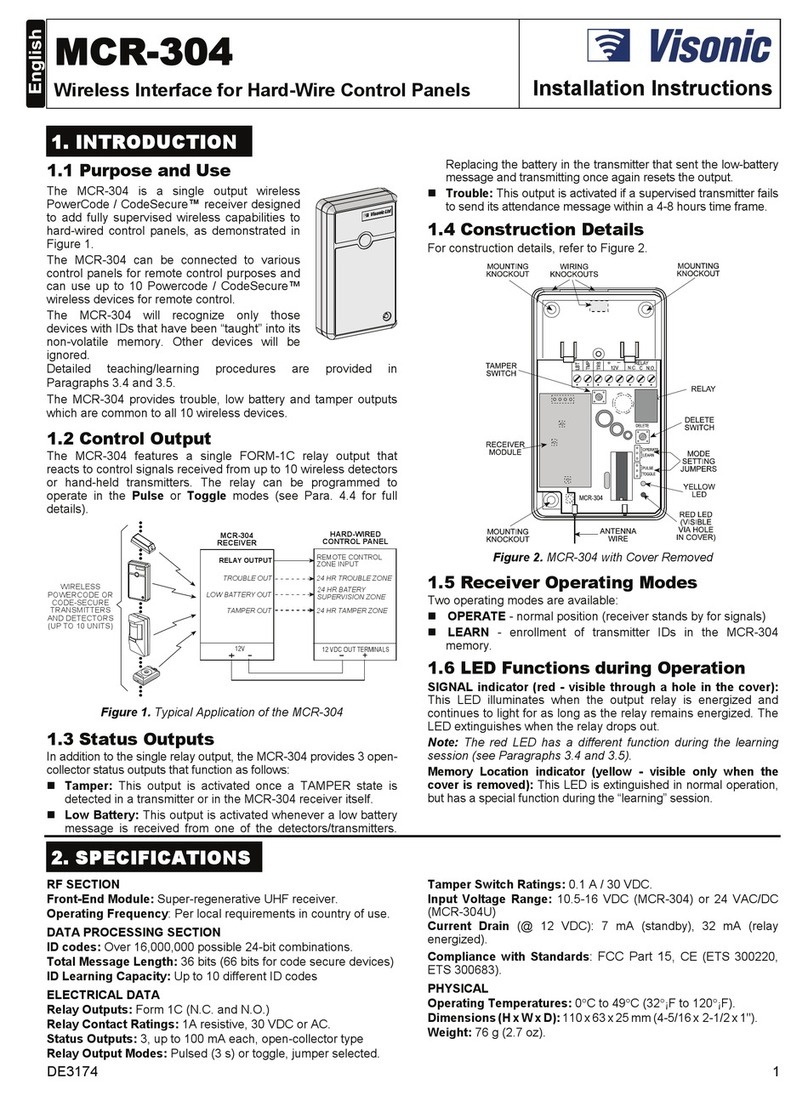 Visonic MCR-304 installation instructions