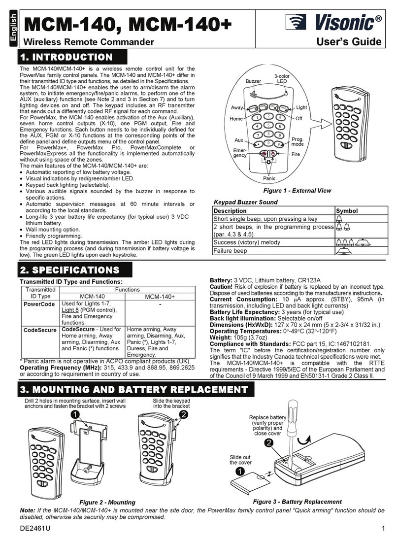 Visonic MCM-140 User manual