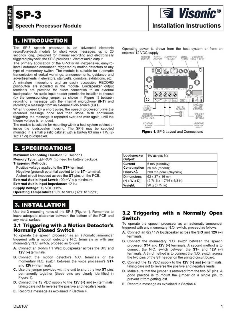 Visonic SP-3 installation instructions Visonic SP-3 installation instructions