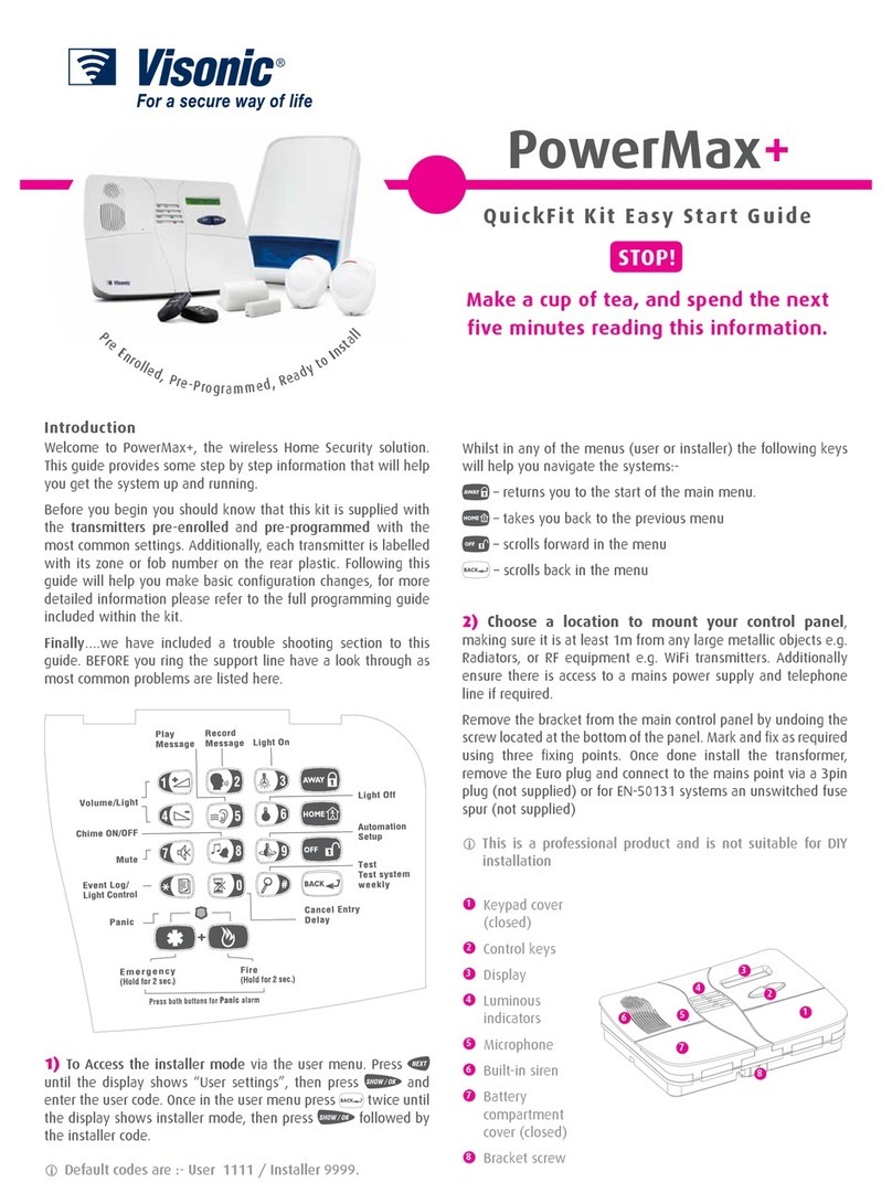 Visonic POWERMAX - Instructions for use Visonic POWERMAX - Instructions for use