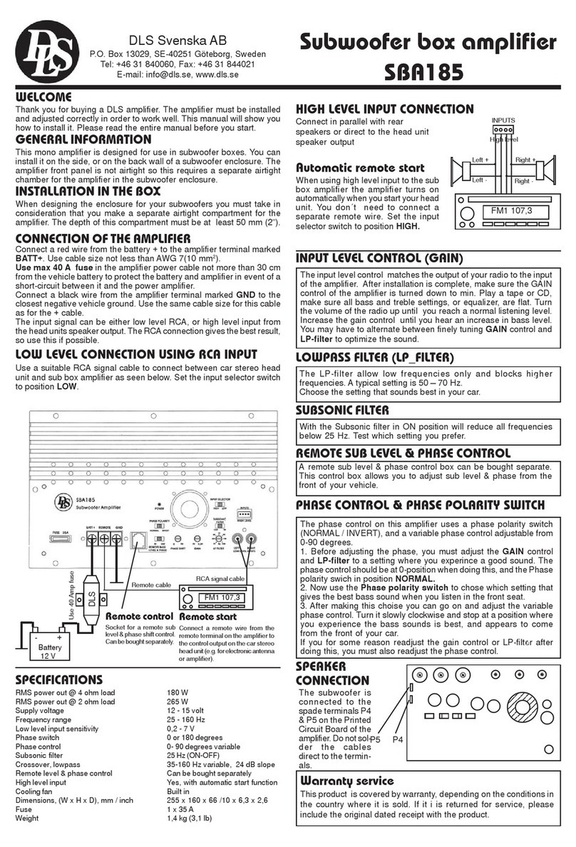 DLS SP12i owner's manual