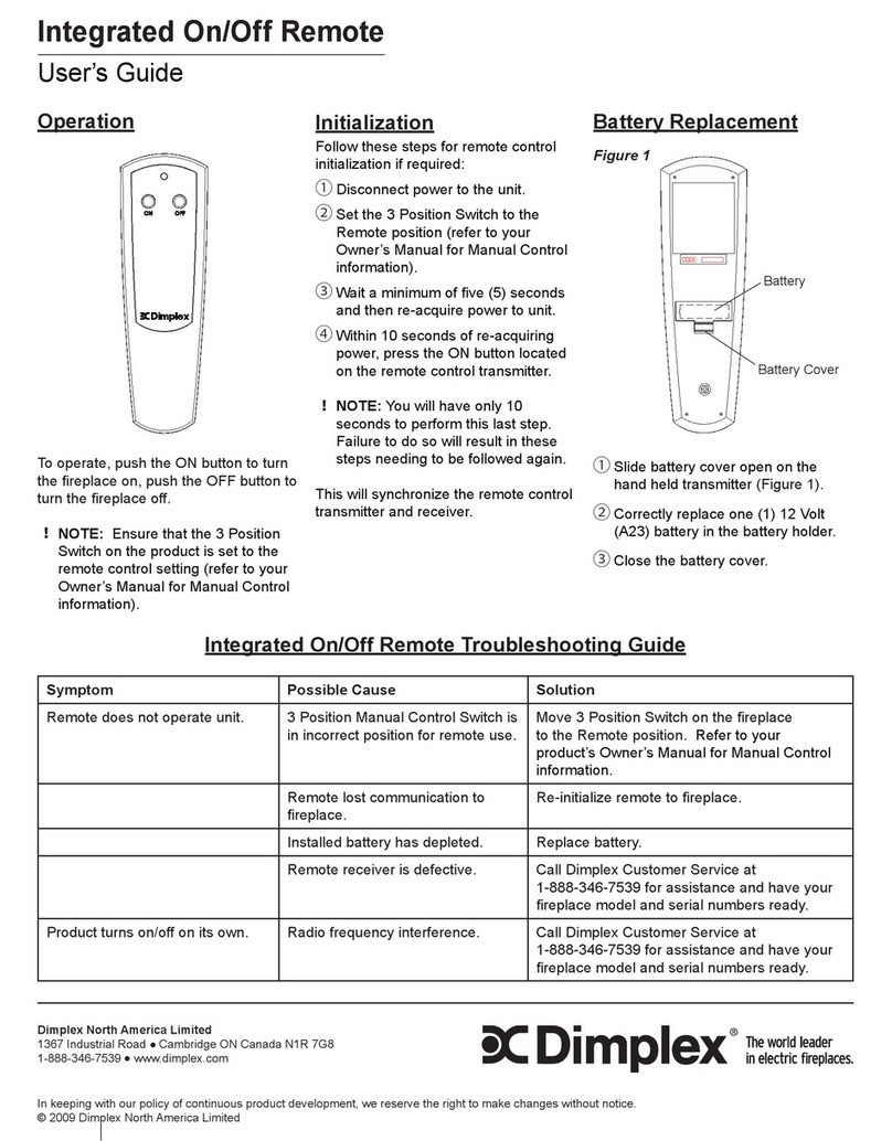 Dimplex Integrated On/Off Remote User manual Dimplex Integrated On/Off Remote User manual