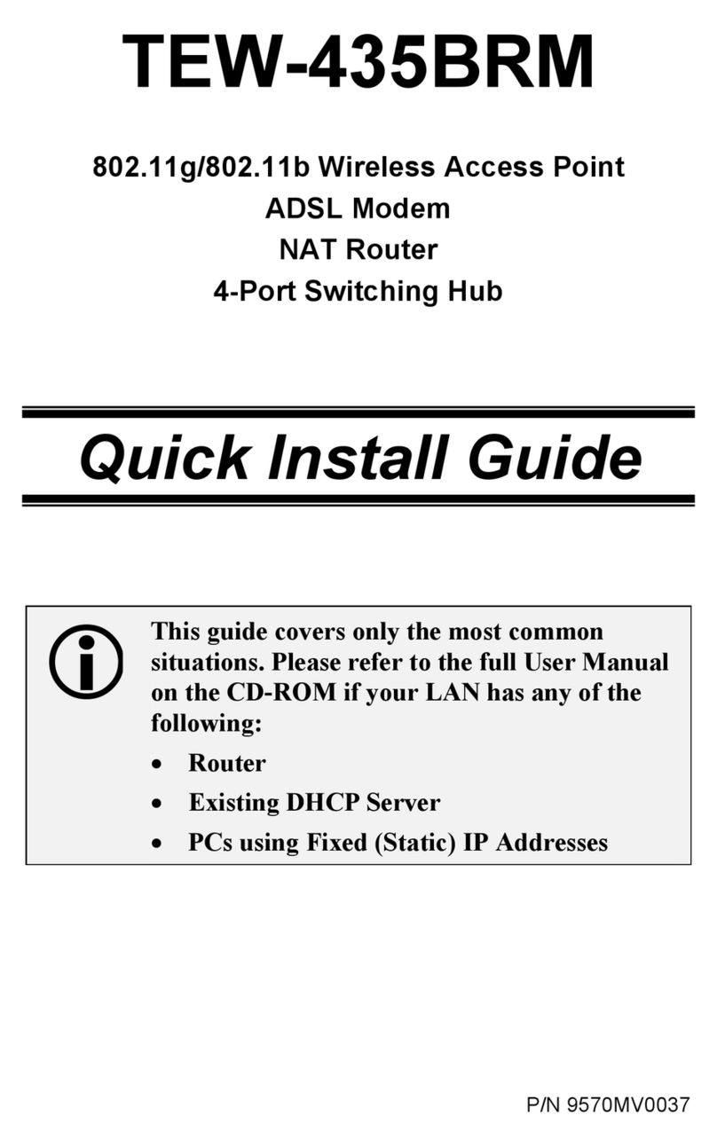 TRENDnet TEW-435BRM - 54MBPS 802.11G Adsl Firewall M Quick install guide