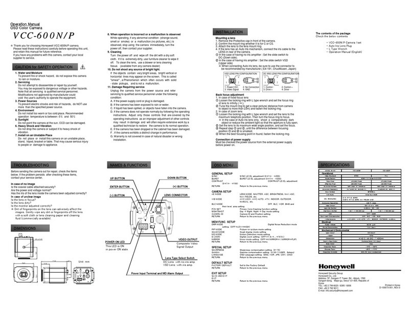 Honeywell VCC--600N User manual