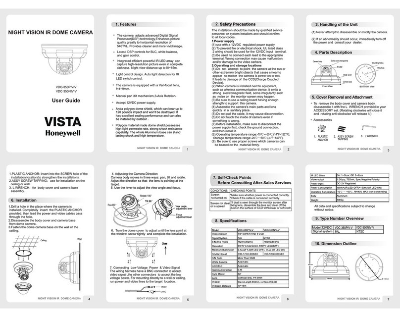 Honeywell Vista VDC-350PIV-V user guide