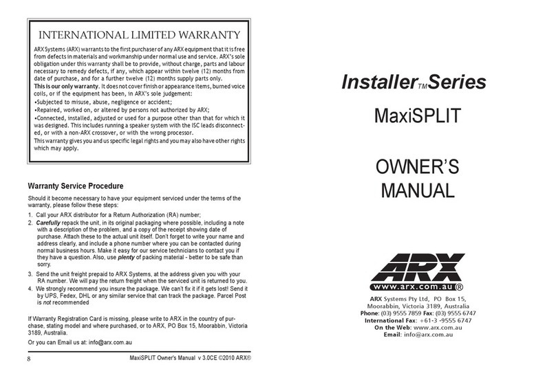 ARX MaxiSPLIT owner's manual