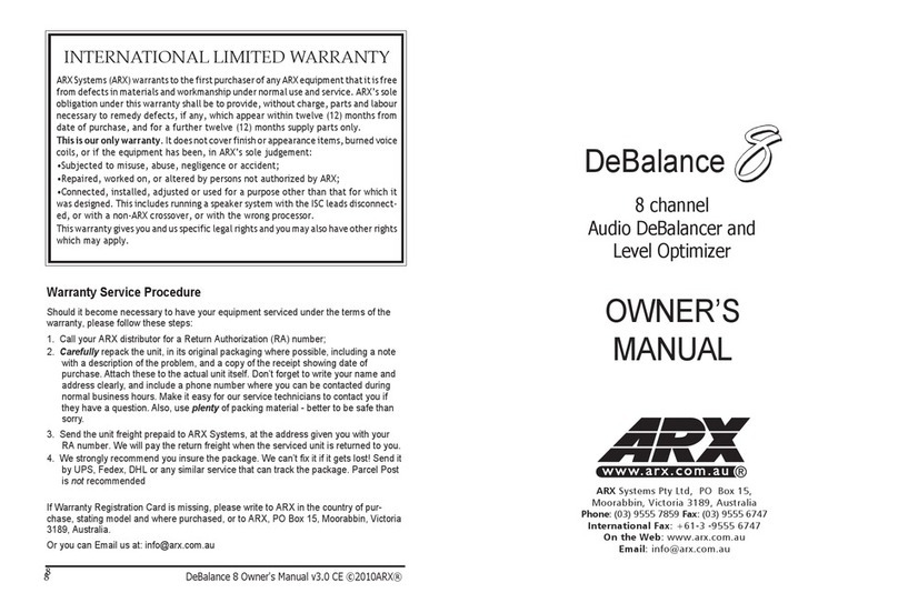 ARX DeBalance 8 User manual