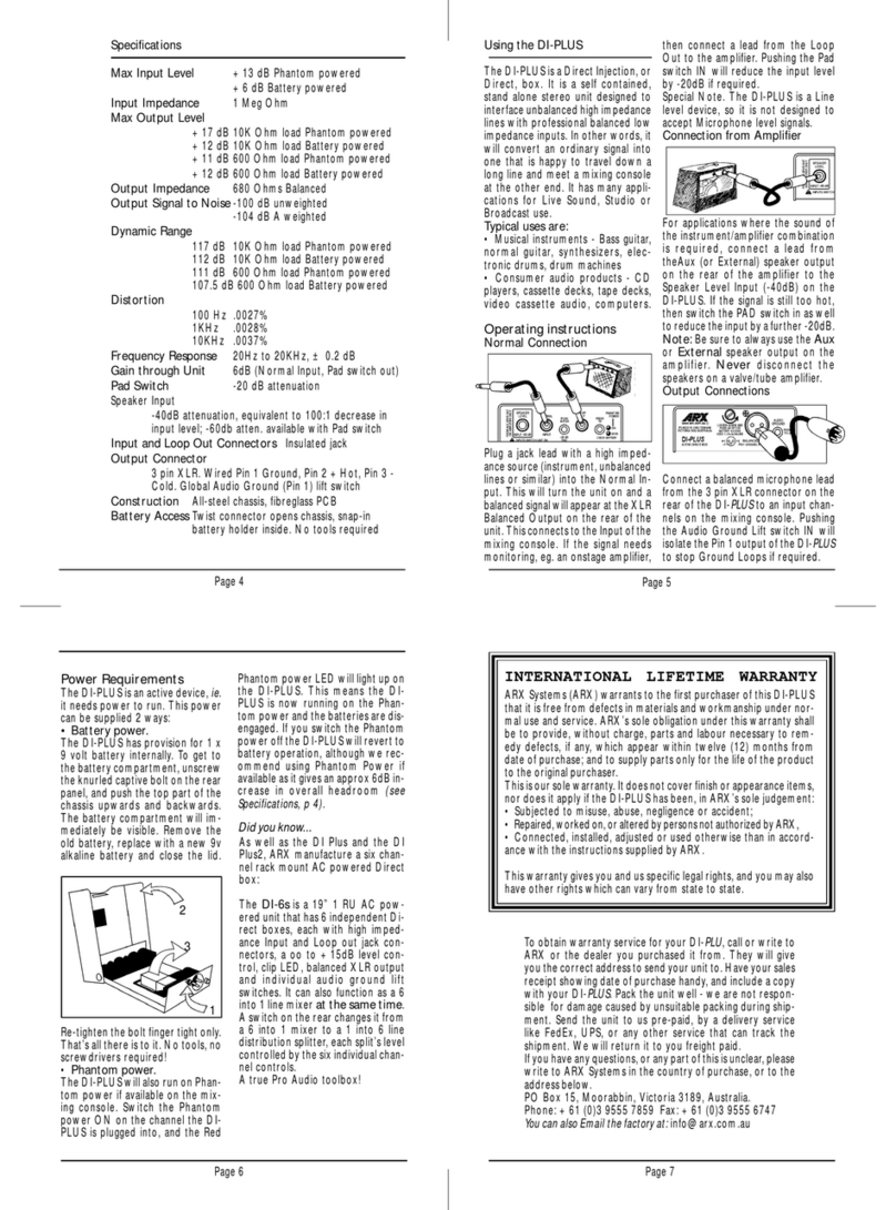 ARX DI-PLUS owner's manual