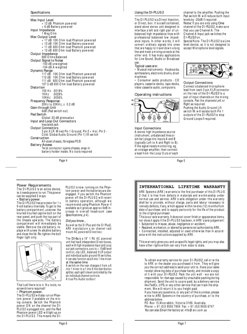 ARX DI-PLUS 2 owner's manual