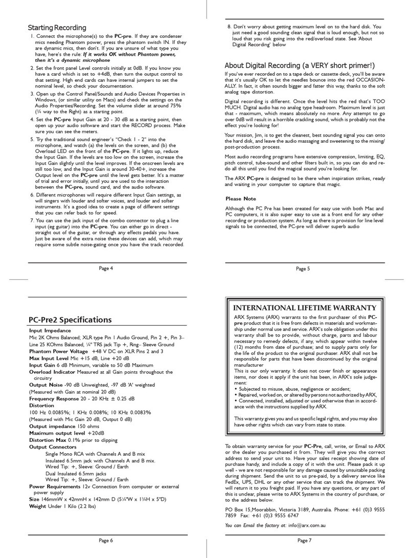 ARX PC-pre2 User manual