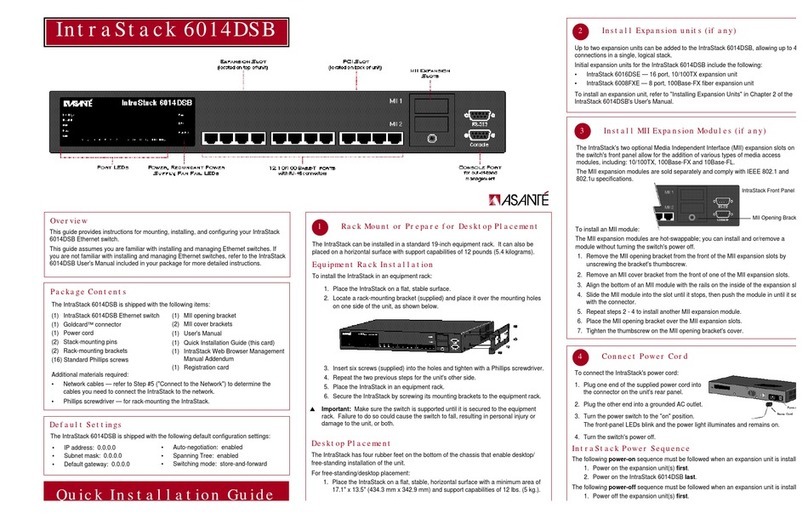 Asante IntraStack 6014DSB Quick installation guide