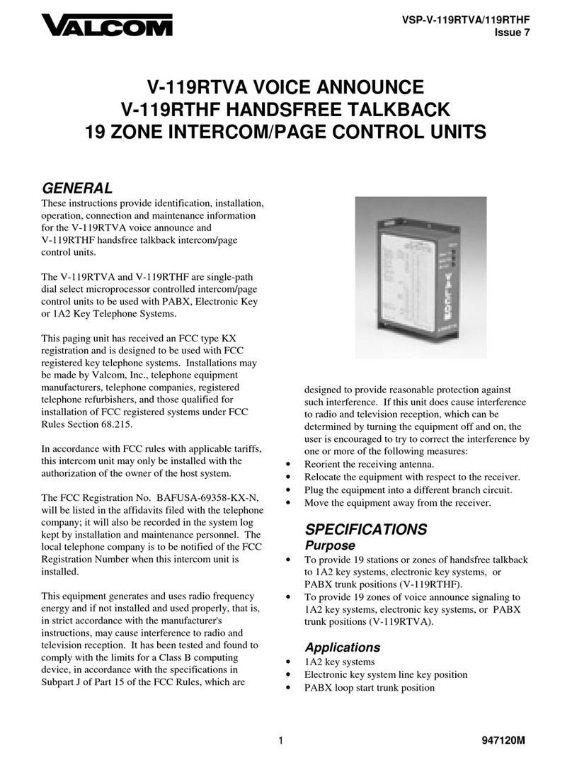 Valcom V-119RTHF User manual