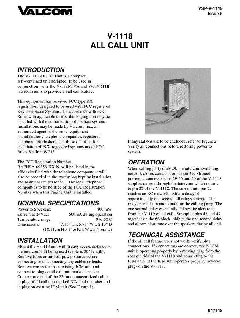 Valcom V-1118 instruction manual