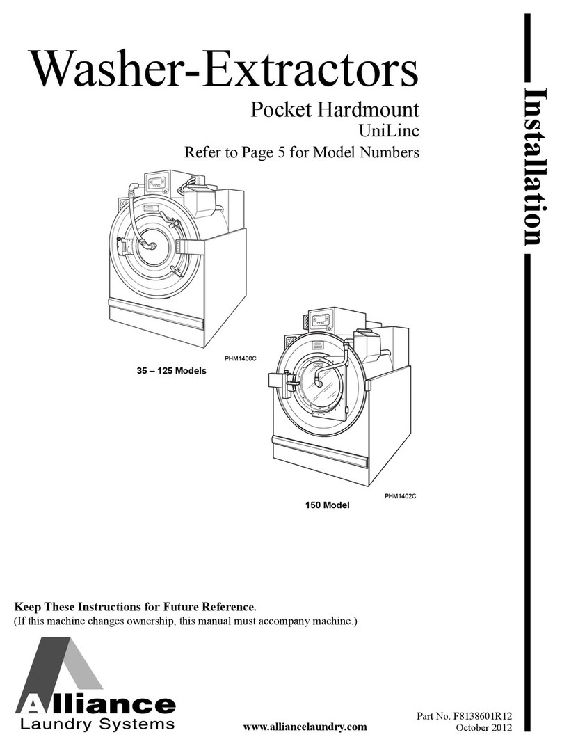 Alliance Laundry Systems UW100TV installation manual