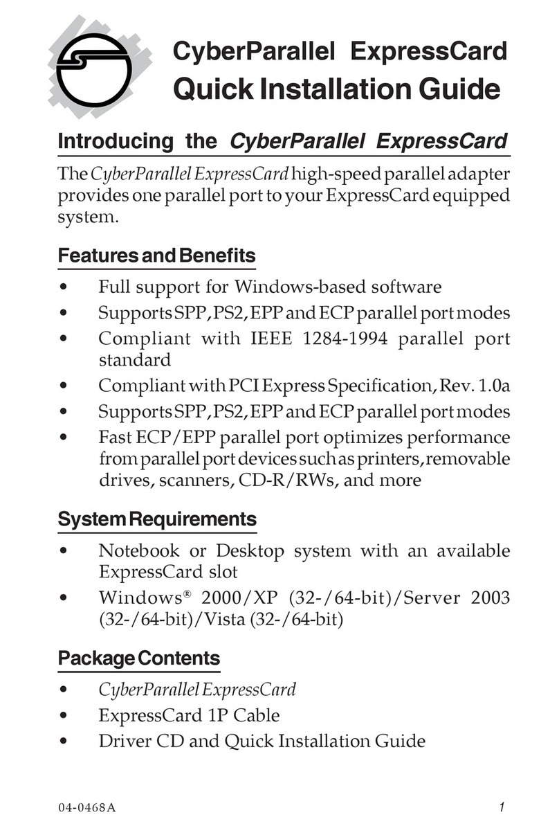 SIIG CyberParallel ExpressCard User manual