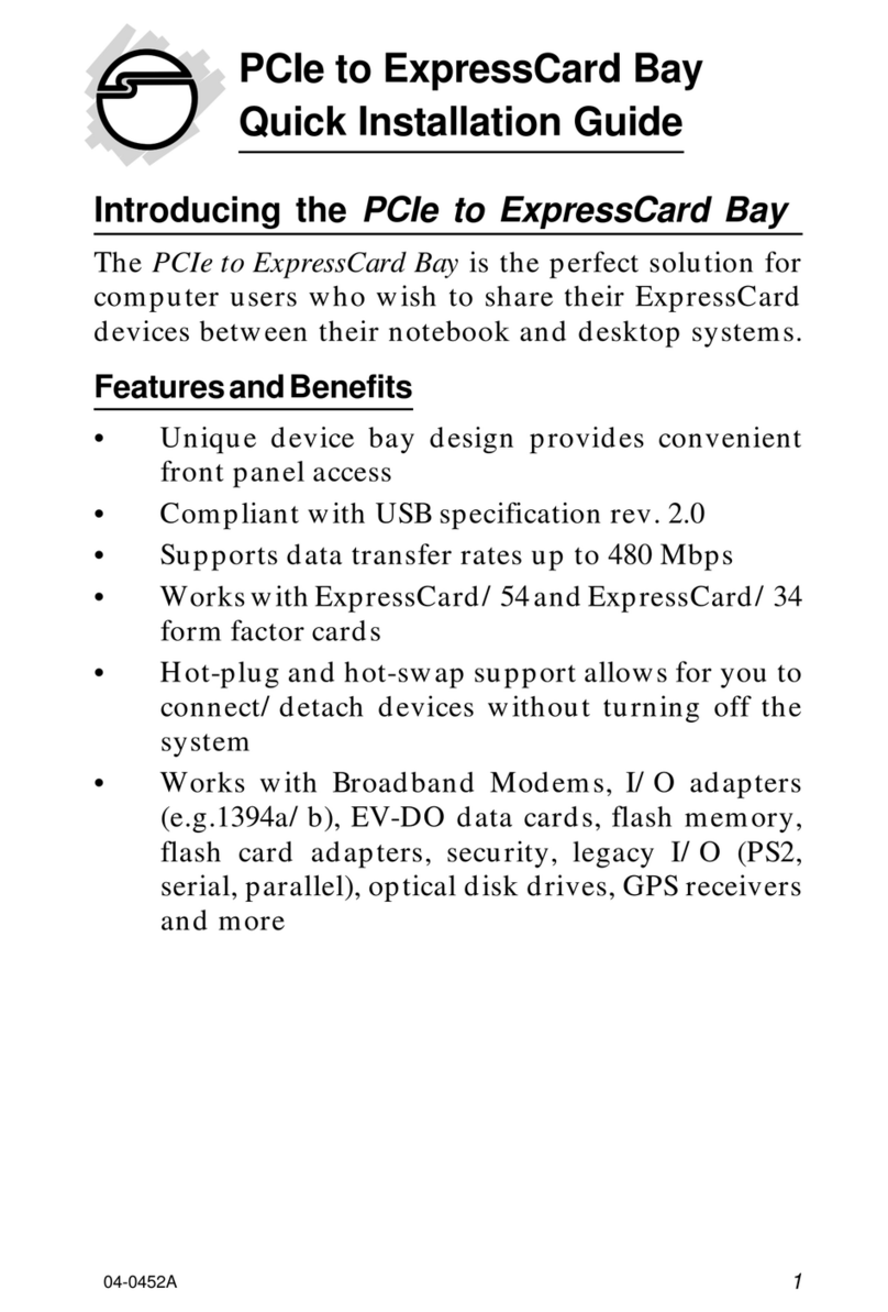 SIIG PCIe to ExpressCard Bay User manual