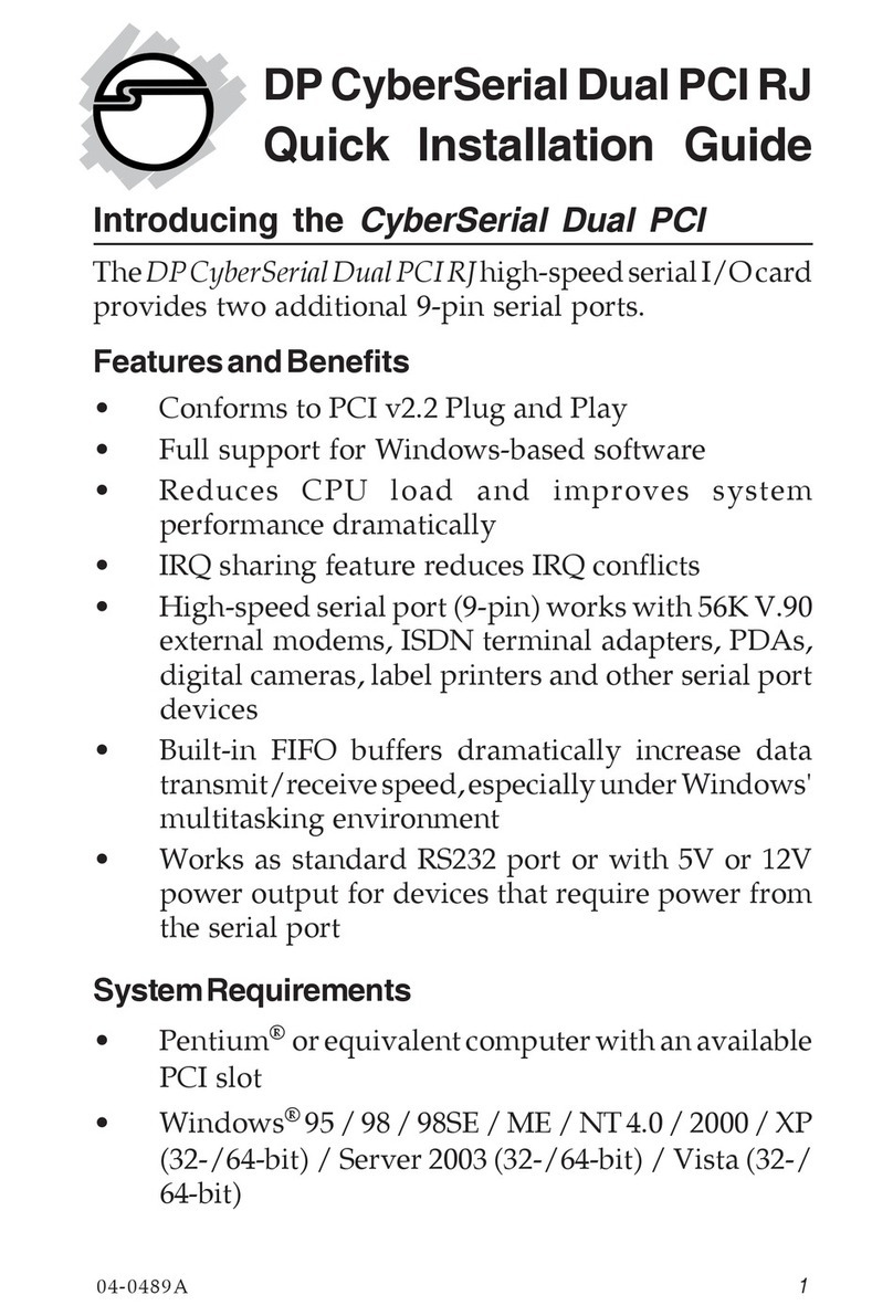 SIIG DP CyberSerial Dual PCI RJ Quick installation guide