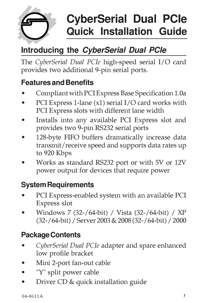 SIIG CyberSerial Dual PCIe User manual