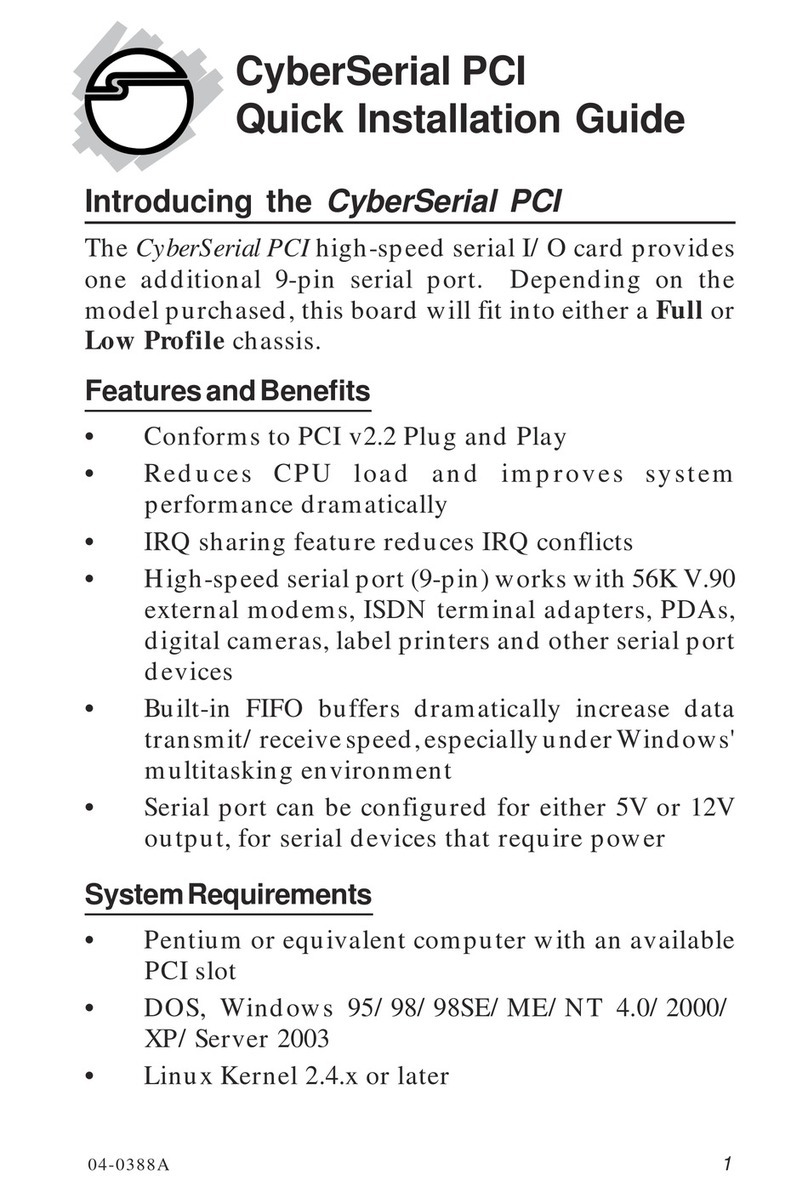 SIIG CyberSerial Dual PCI User manual