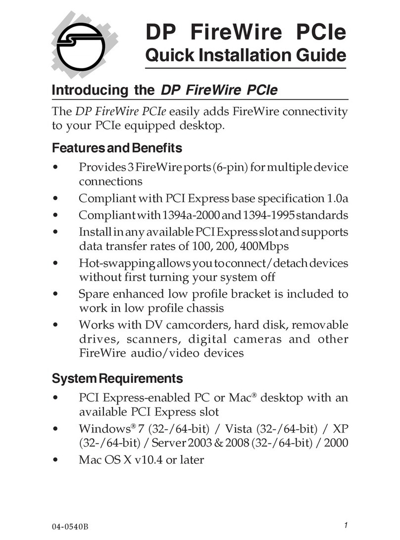 SIIG DP FireWire PCIe User manual