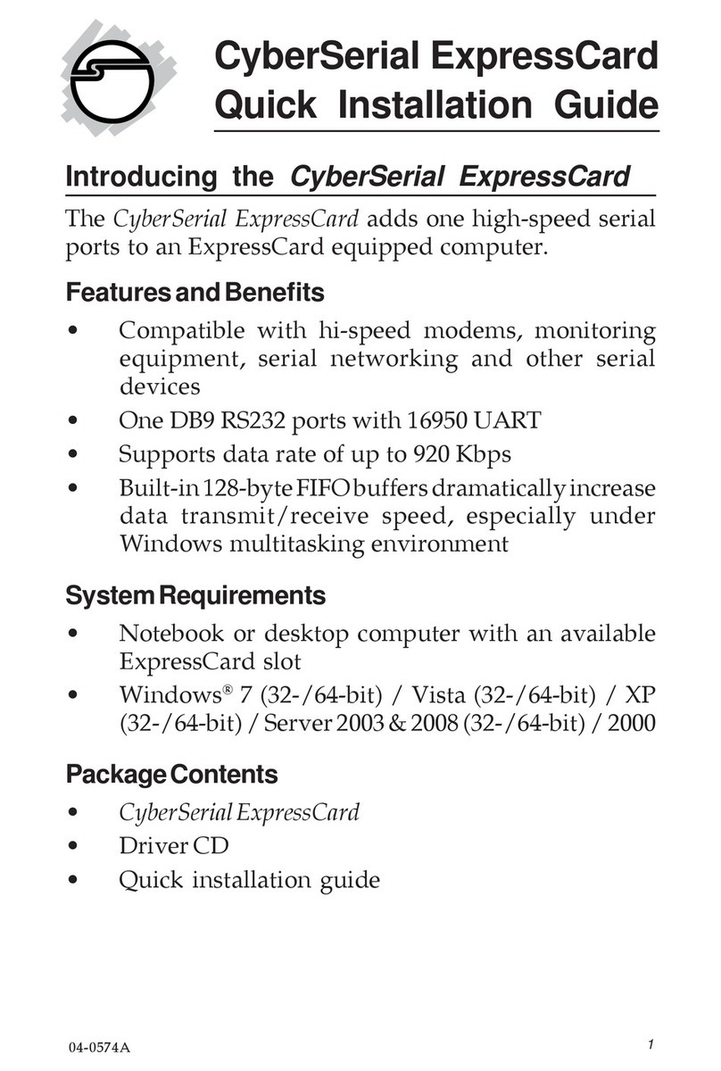 SIIG CyberSerial ExpressCard User manual