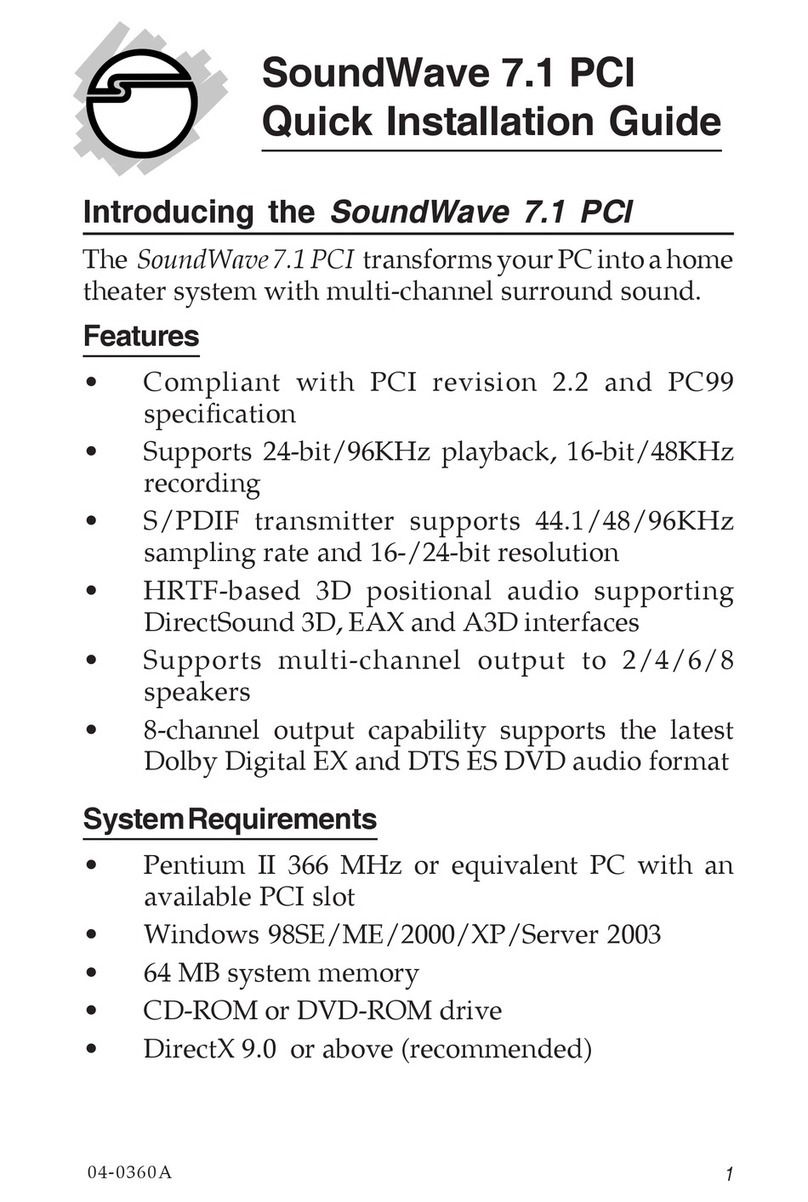 SIIG SoundWave 7.1 PCI Quick installation guide