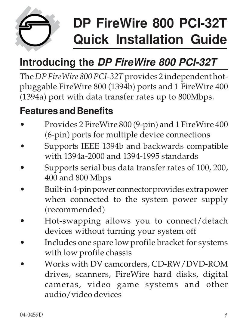 SIIG DP FireWire 800 PCI-32T User manual