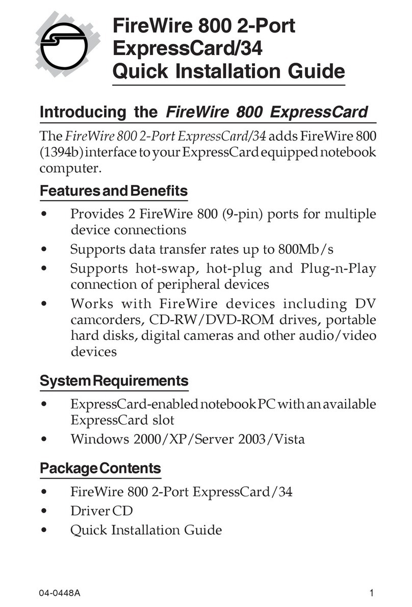 SIIG FireWire 800 2-Port ExpressCard/34 User manual