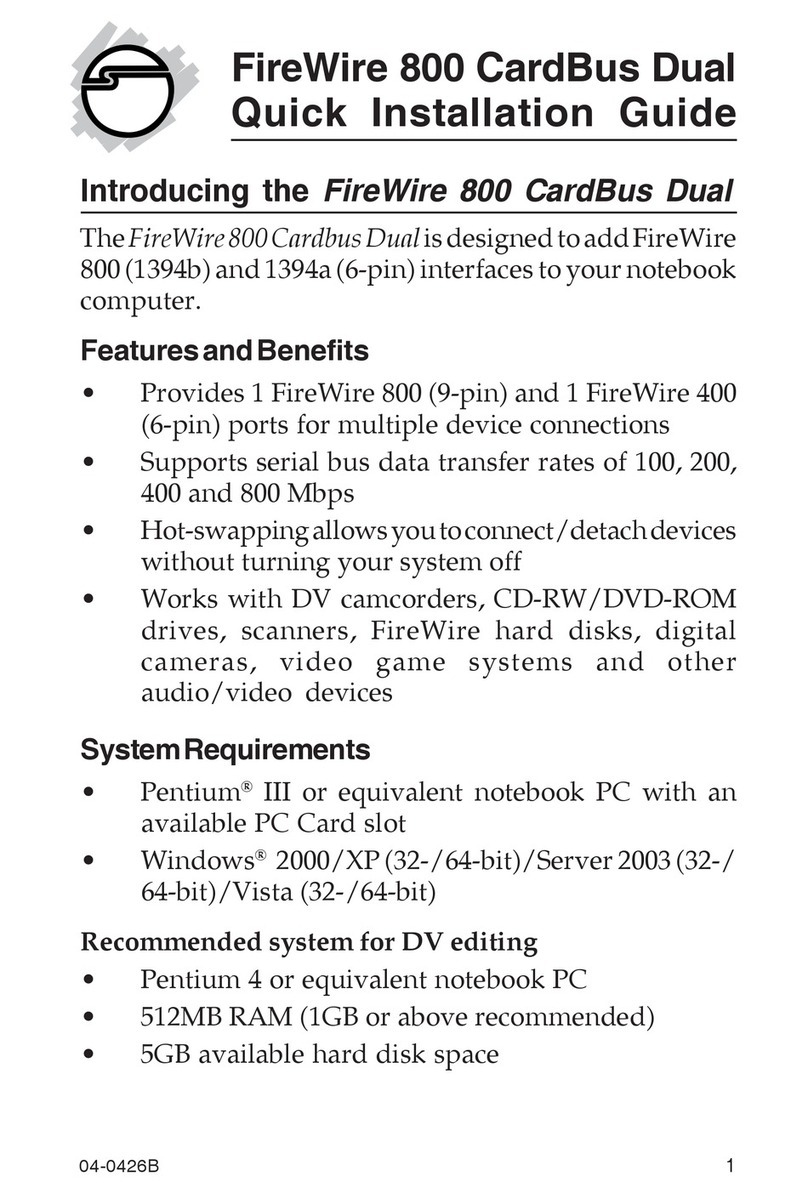 SIIG 1 FireWire 800 CardBus DV-Ki User manual
