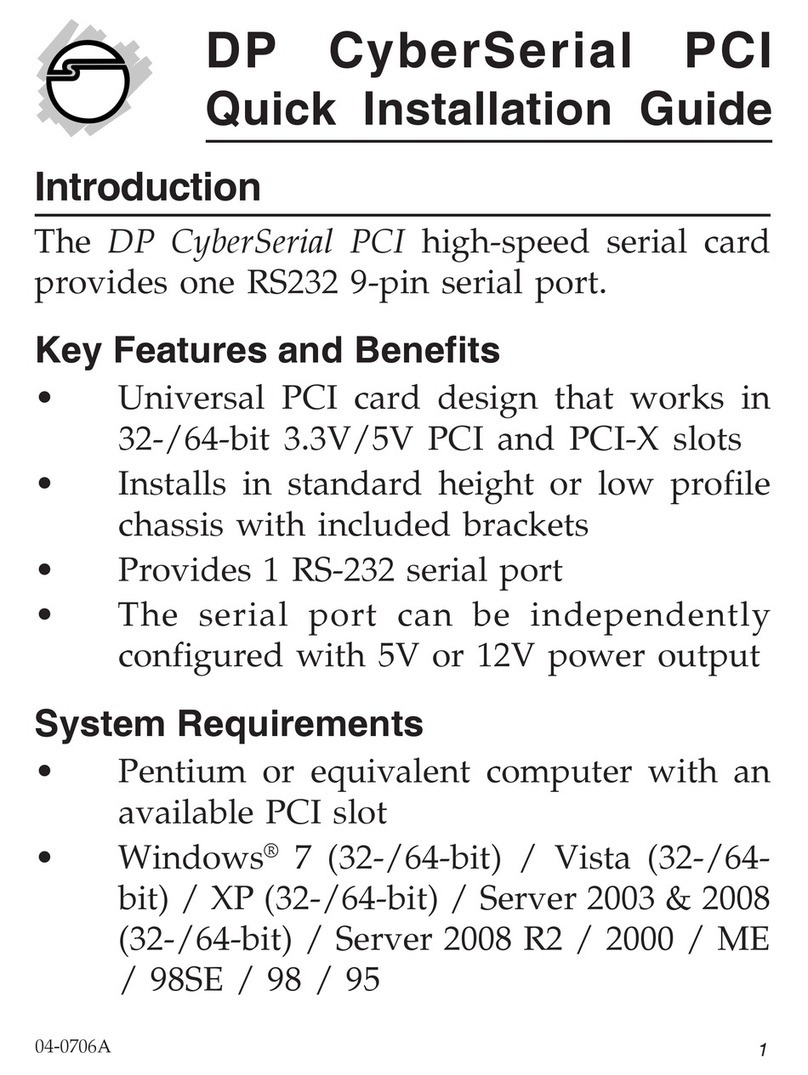 SIIG DP CyberSerial PCI Quick installation guide
