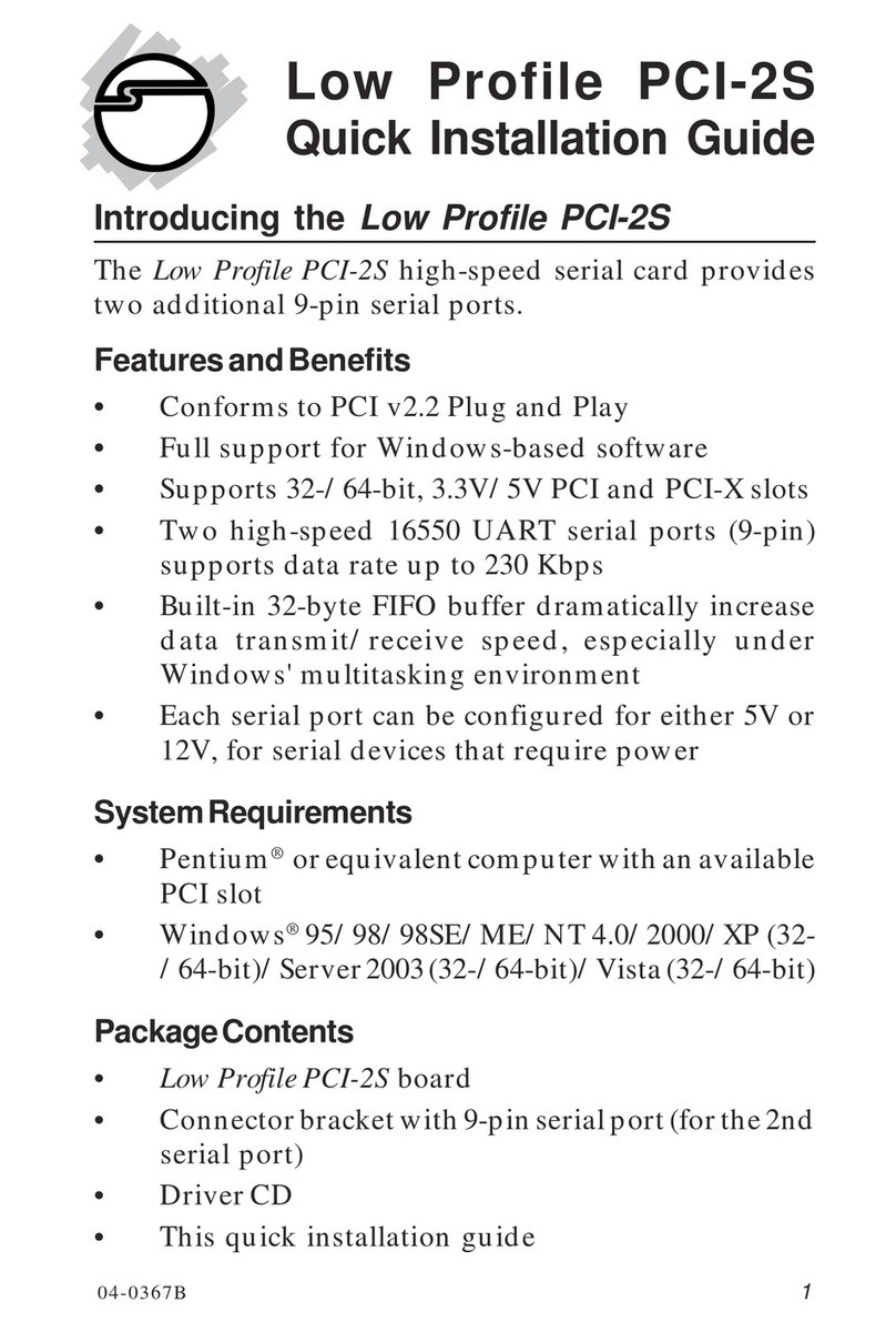 SIIG Low Profile PCI-2S Quick installation guide