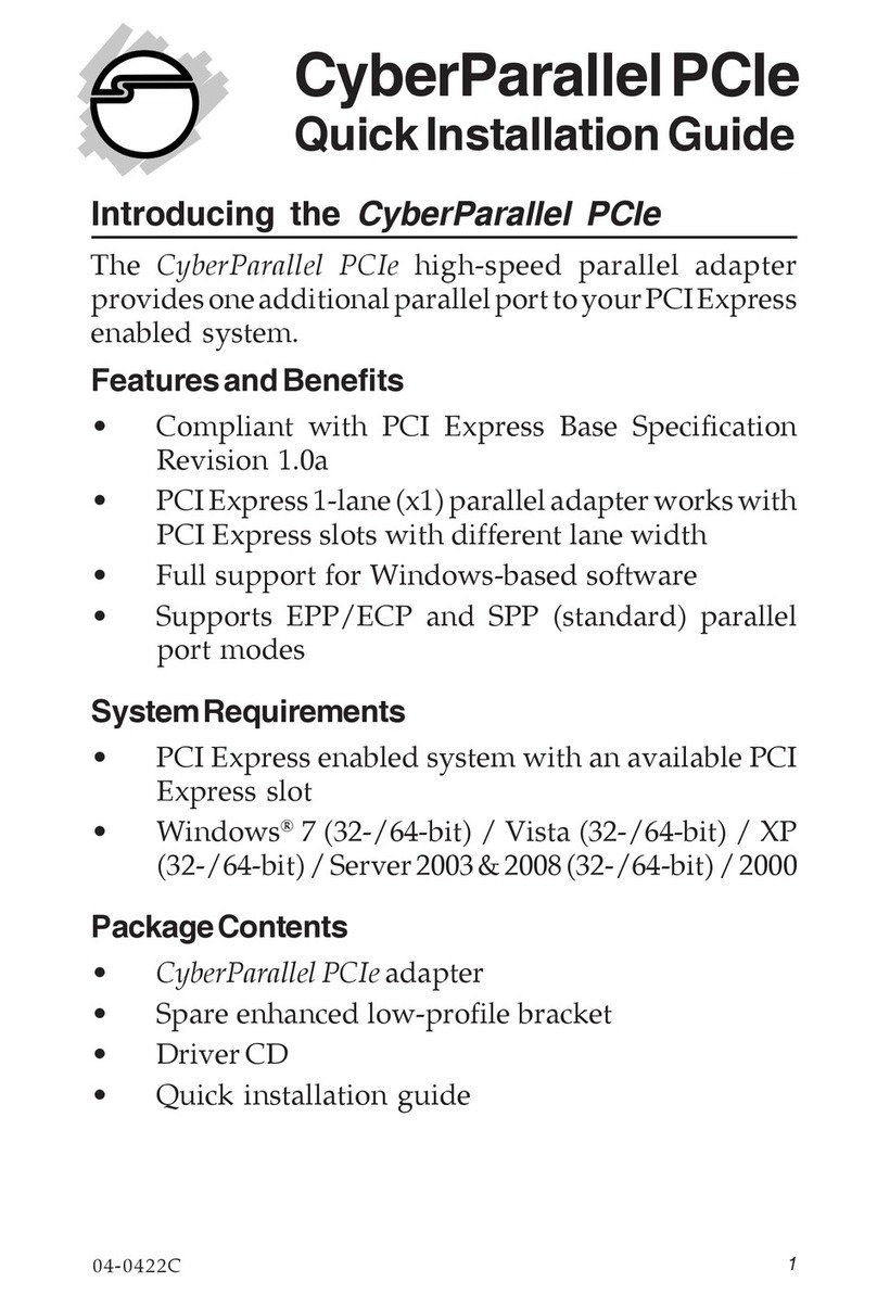 SIIG CyberParallel PCIe User manual