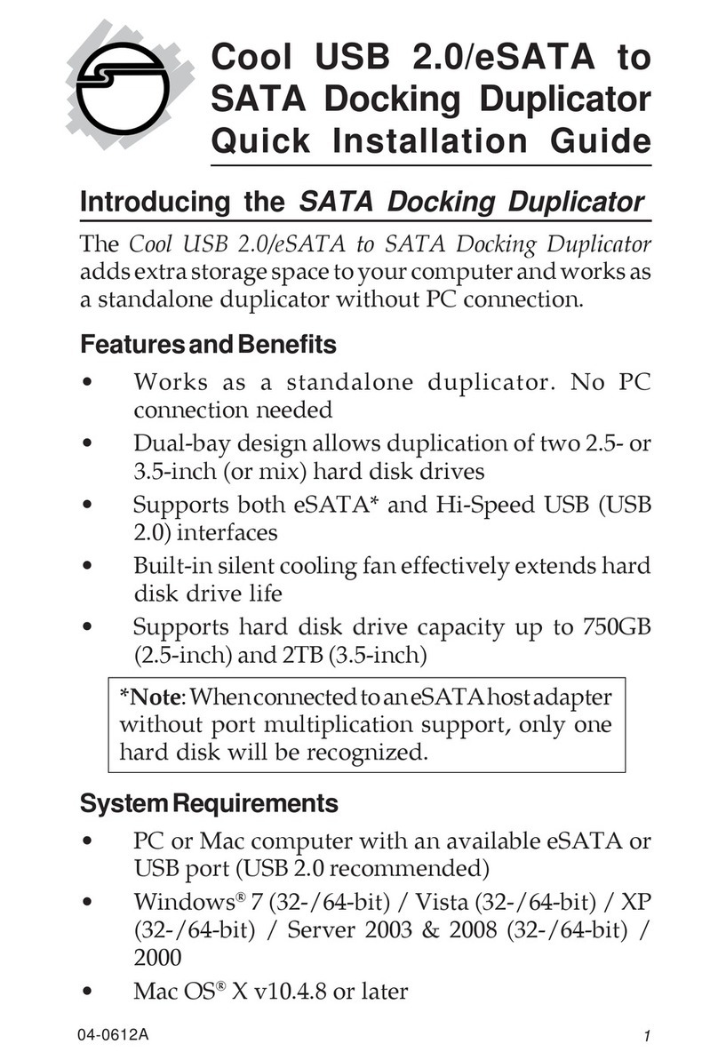 SIIG Cool USB 2.0/eSATA to SATA Docking... Quick installation guide