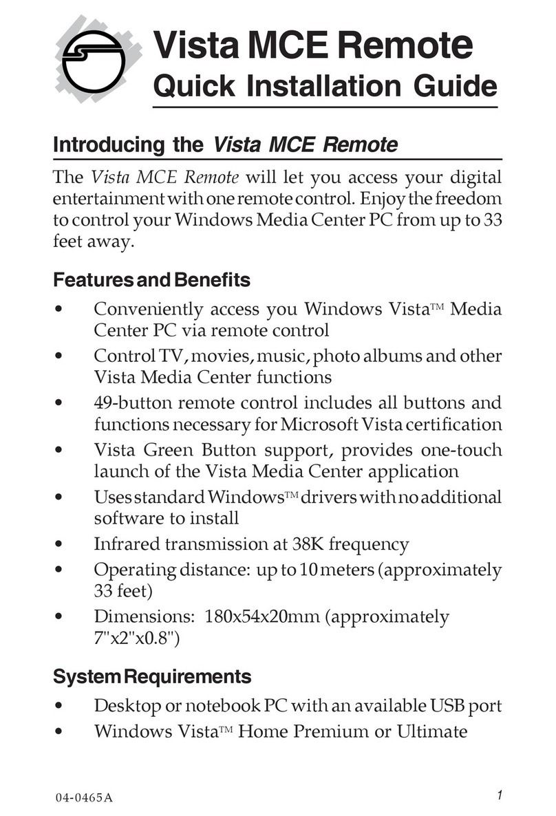 SIIG Vista MCE Remote Quick installation guide