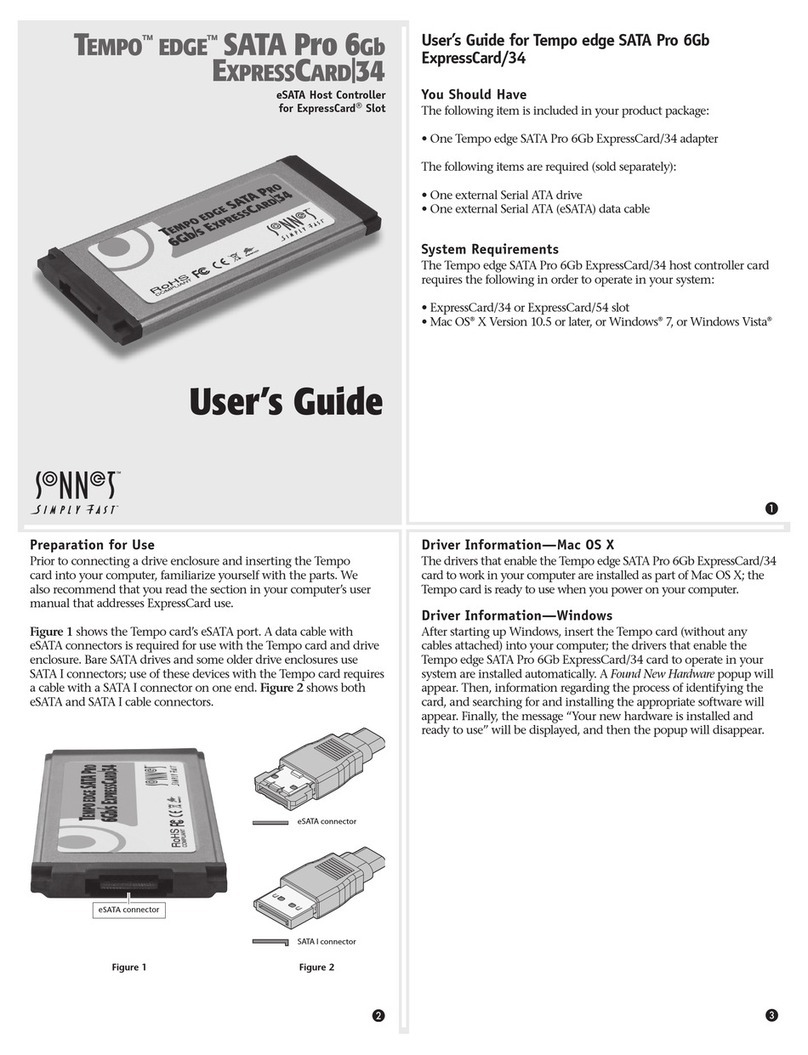 Sonnet Tempo edge SATA Pro 6Gb ExpressCard/34 User manual