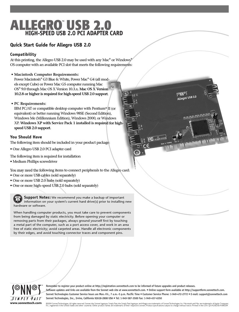 Sonnet ALLEGRO USB 2.0 User manual
