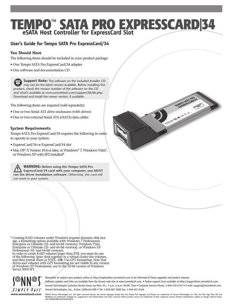 Sonnet TEMPO SATA PRO EXPRESSCARD/34 User manual